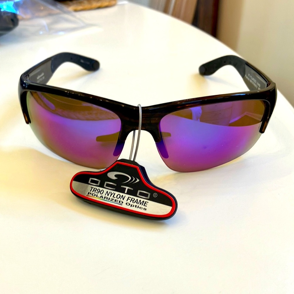 OCTO NEW POLARIZED PURPLE LENS BROWN TORT FRAME SUNGLASSES
